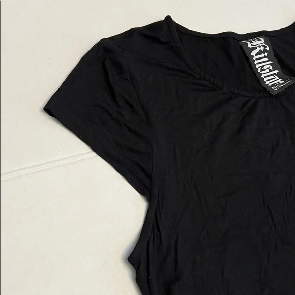 KILLSTAR BLACK GOTH RIPLEY TEE LONG MAXI HI-LOW  SHORT SLEEVE DRESS XXL - Picture 6 of 14